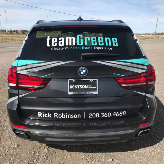 Team Greene BMW partial wrap rear