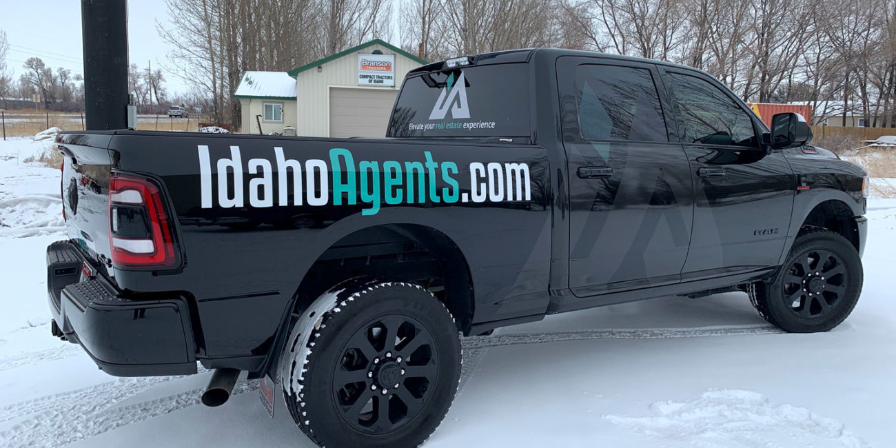 Idaho Agents black truck partial wrap, decals