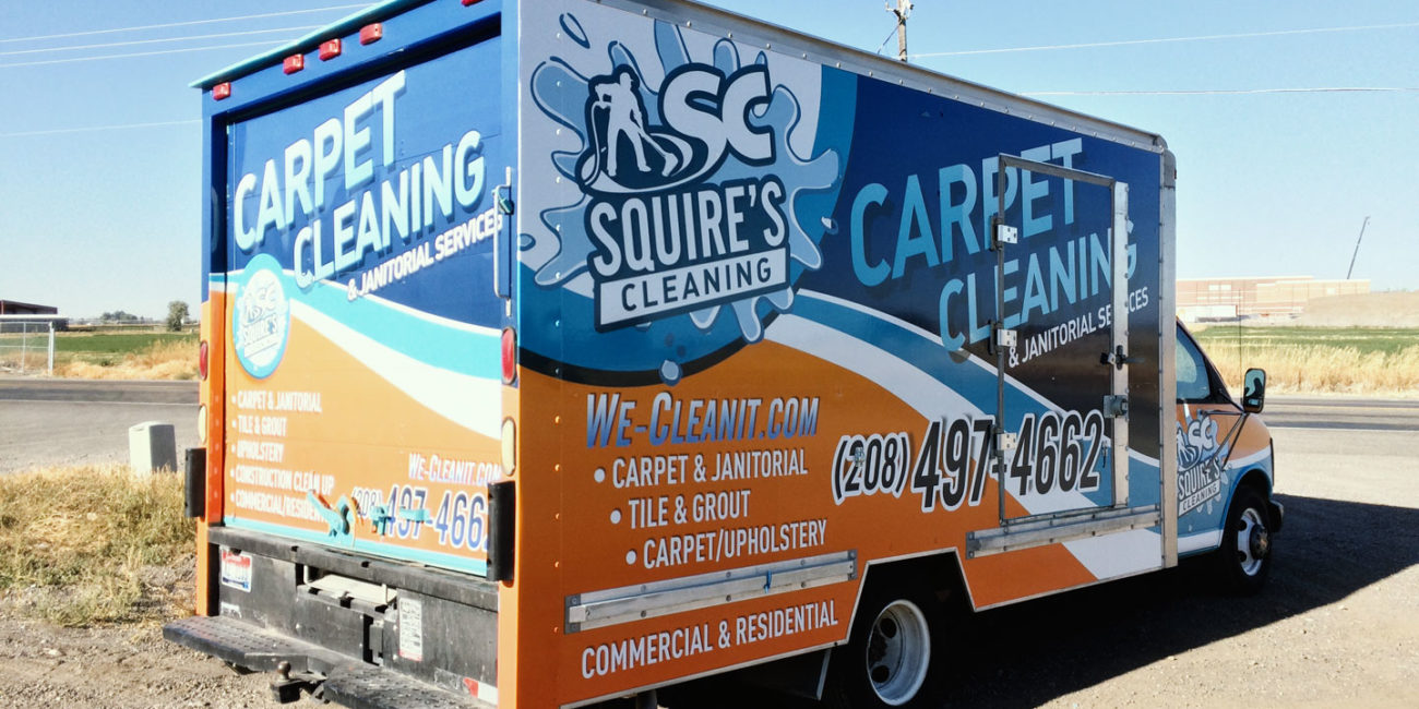 Squire's Cleaning box truck wrap 1