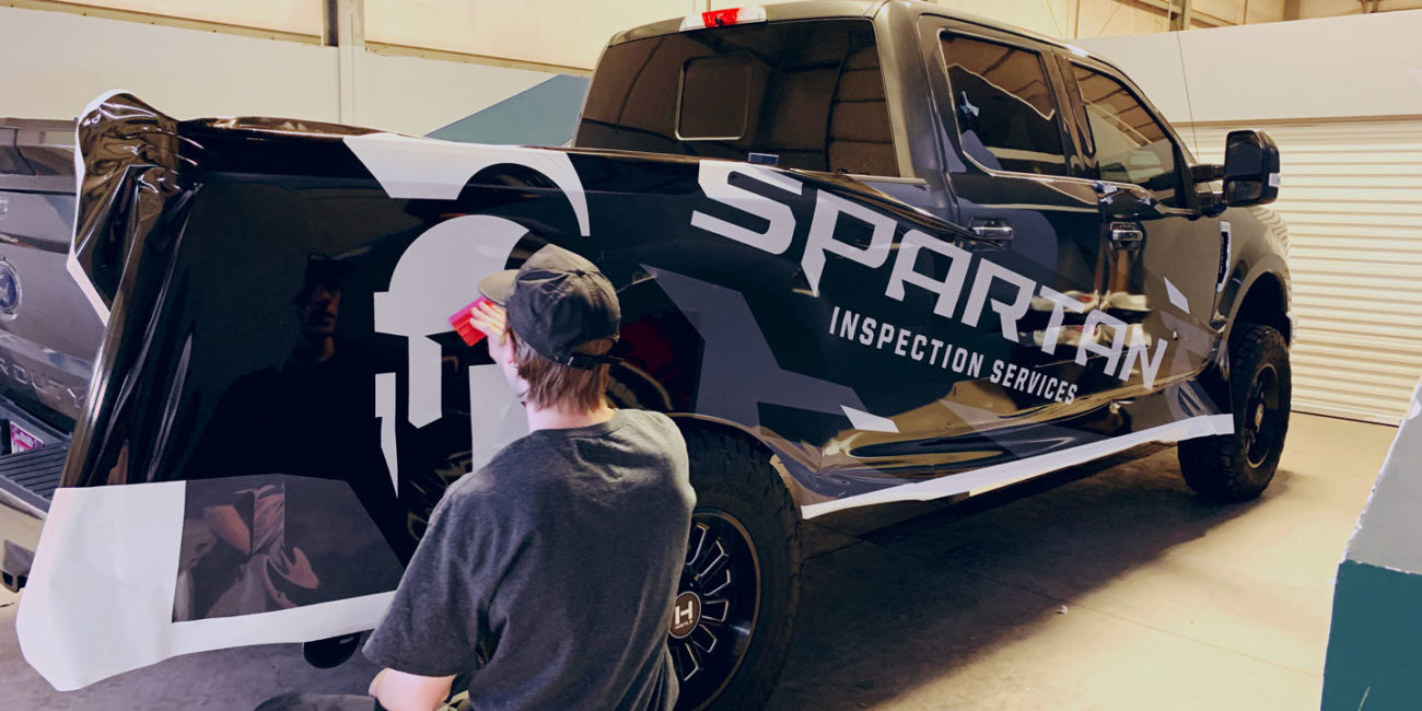 Spartan Inspection Services partial truck wrap2