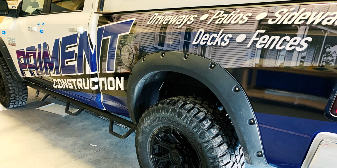 Paiment Construction partial truck wrap 2