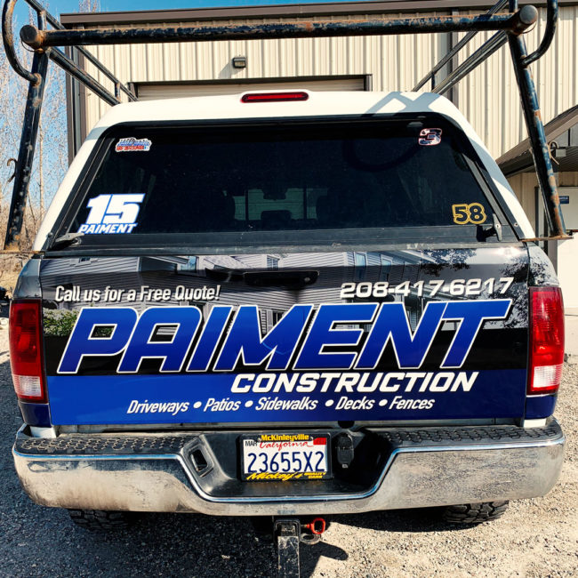 Paiment Construction partial truck wrap 8