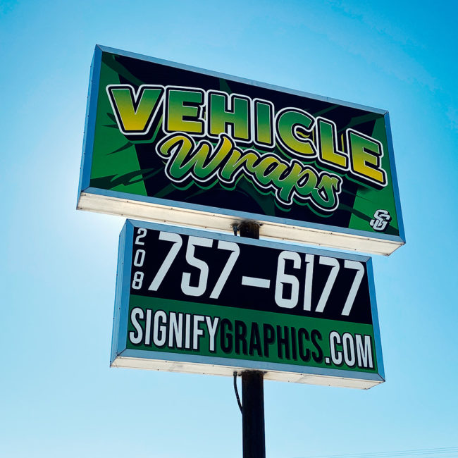 Vehicle Wraps Hwy Backlit Pole Sign