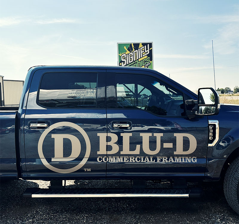 Blu D blue truck decals feat