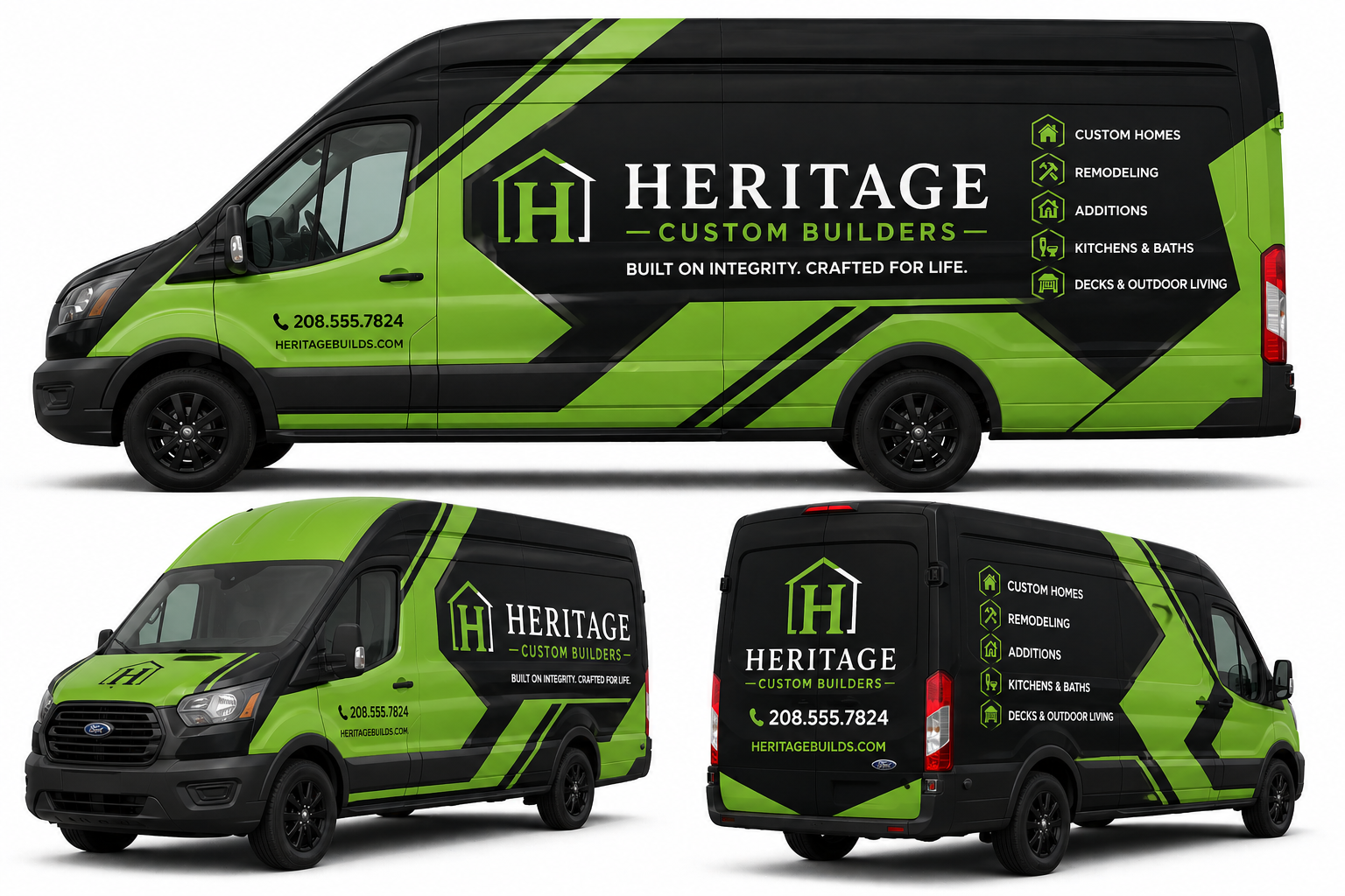 Heritage Custom Builders wrapped van selected for Signify Graphics popup
